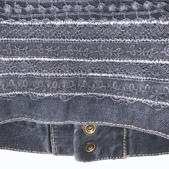 Current Elliott Sleeveless Denim Snap Front Jacket Vest With Lace Back - Picture 12 of 16